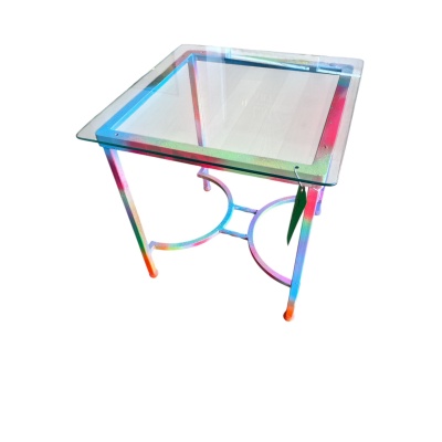 Glass Table - Hand coloured metal frame