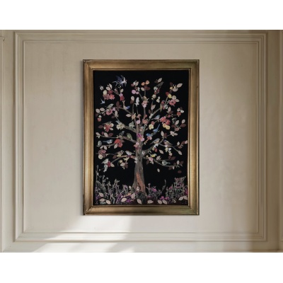 Bird Tree of Life on Black Velvet - Print