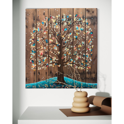 Tree of Life on Reclaimed Dock Wood