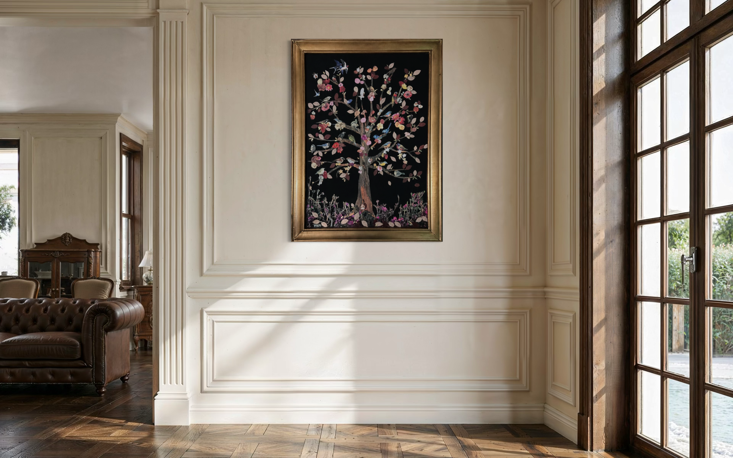 Bird Tree of Life on Black Velvet - Print - Image 2