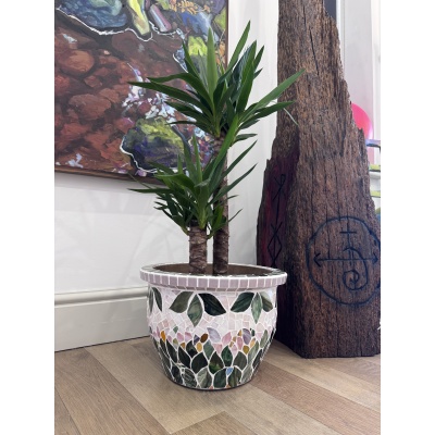 Tiffany Reclaimed Glass Mosaic Planter